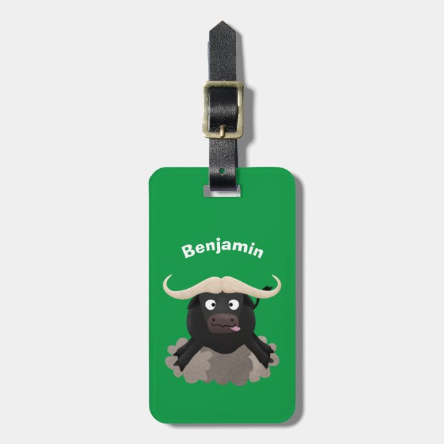 Lusnykörd vatten buffalo-tecknad bagagebricka (Vertikal Framsida)