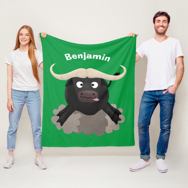 Lusnykörd vatten buffalo-tecknad fleecefilt (På plats)