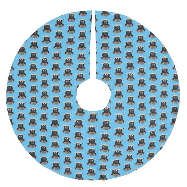 Lusnykörd vatten buffalo-tecknad julgransmatta borstad polyester (Framsidan)