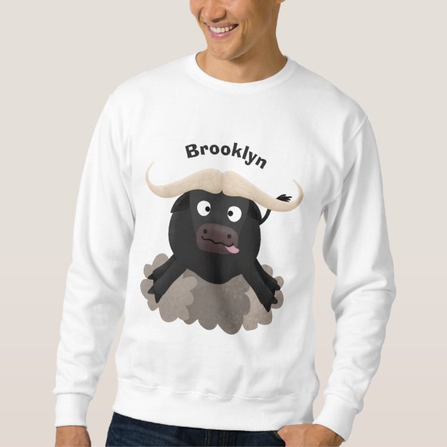 Lusnykörd vatten buffalo-tecknad lång ärmad tröja (Framsida)