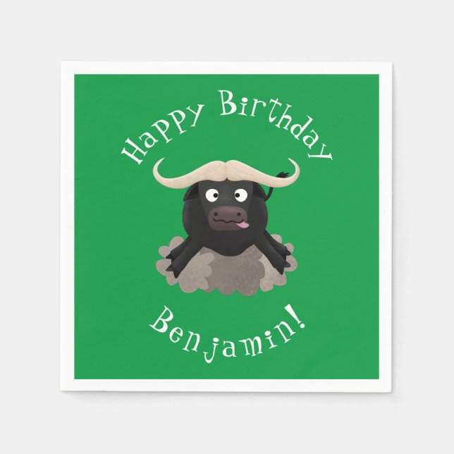 Lusnykörd vatten buffalo-tecknad pappersservett (Framsidan)