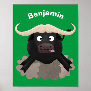 Lusnykörd vatten buffalo-tecknad poster