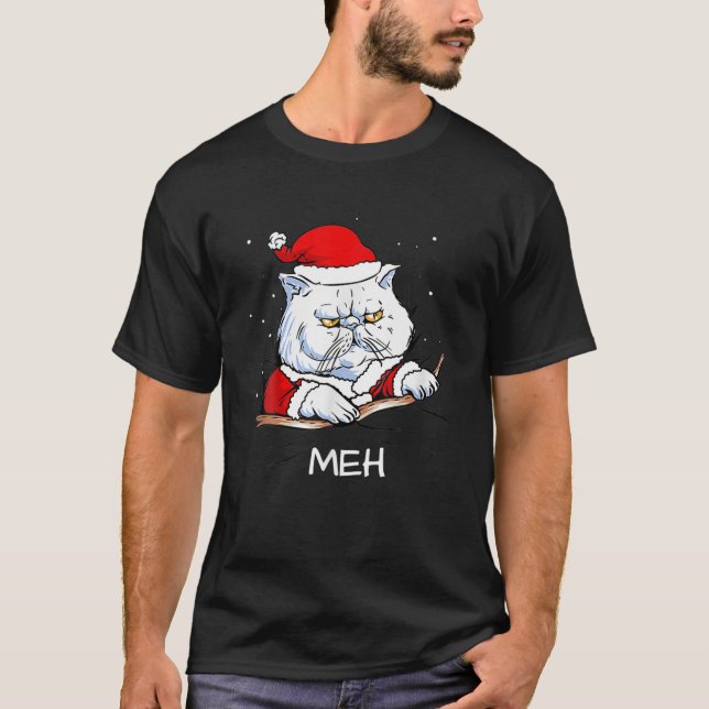 Lusnyköttskat med Santa Hat Cat Lovers Cat Santa T Shirt (Framsida)