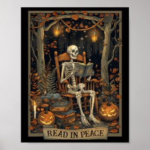 Lusnylästa i Peace Skeleton Halloween Read Bynned Poster
