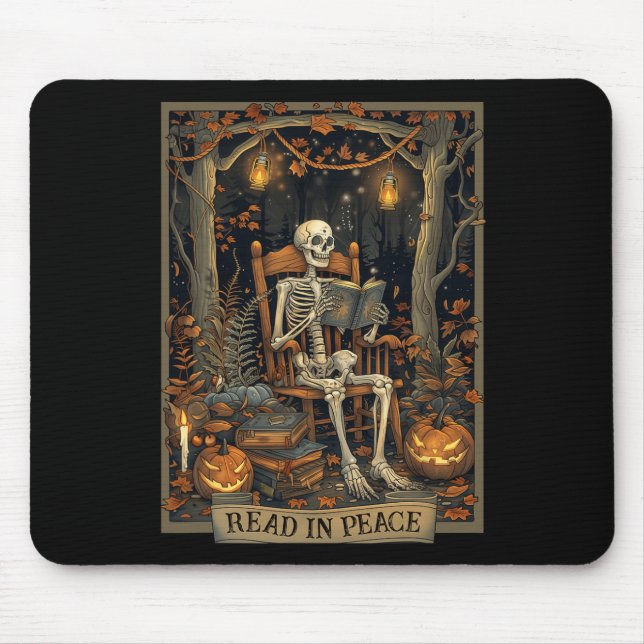 Lusnylästa i Peace Skeleton Halloween Read Nned B Musmatta (Framsidan)
