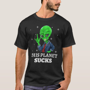 Lusnyln Alien i Jean Jacka, planeten Sucks T Shirt
