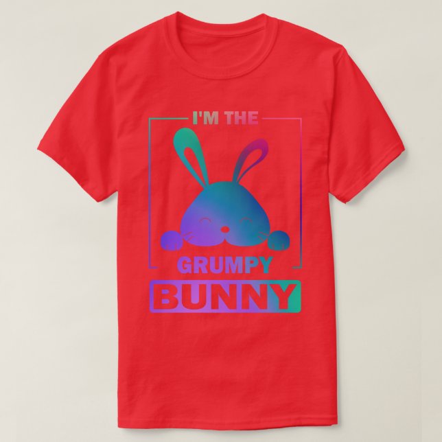 Lusnymålad Bunny Im Grumpy Bunny Lycklig Öster T Shirt (Design framsida)