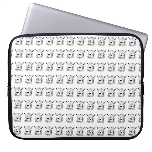 Lusnymning Goat Teckning Quirky Animal Art Laptop Sleeve (Framsidan)
