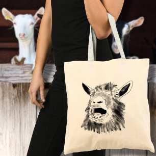 Lusnymning Goat Teckning Quirky Animal Art Tygkasse