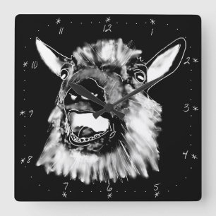Lusnymning Goat Teckning Scary Animal Art Fyrkantig Klocka