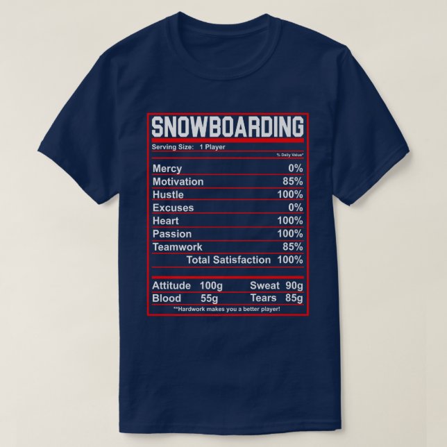 Lusnymning Nutrition Facts Winter Sports T Shirt (Design framsida)