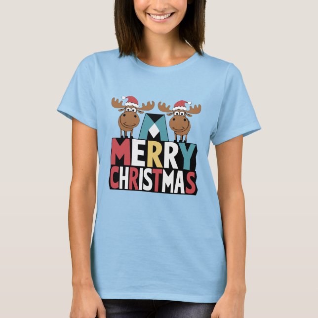 Lusnymos i Santa Hats på God jul T Shirt (Framsida)