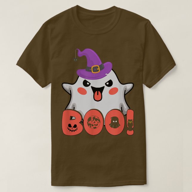 Lusnypa boo med Ghost Witch Hat for Girl Boy Kids T Shirt (Design framsida)