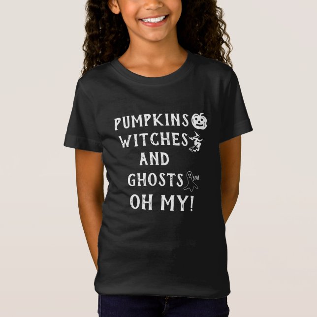 Lusnypa Pumpkins Witches Spöken Oh My SoutBlack T Shirt (Framsida)