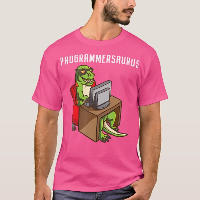 Lusnyprogrammerare T Rex Dinosaur Programming Codi Shirt (Framsida)