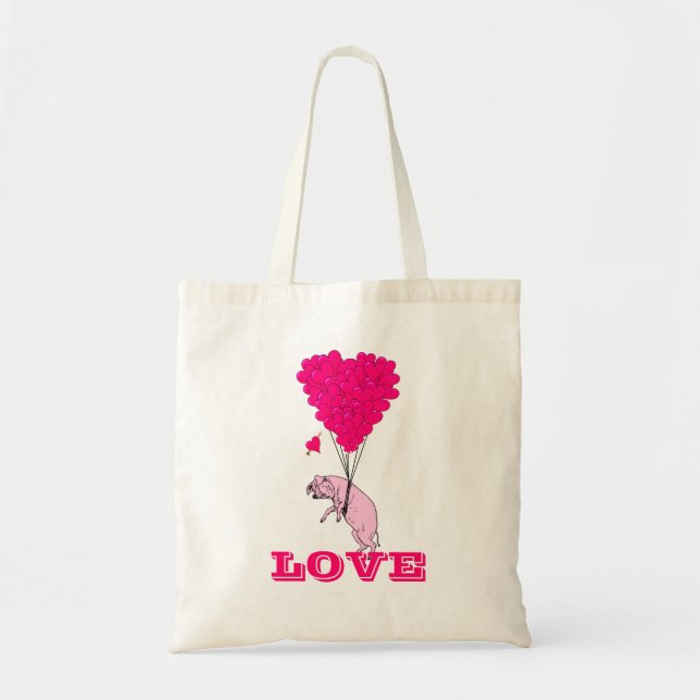 Lusnyromantisk gris valentines kärlek tygkasse (Framsidan)