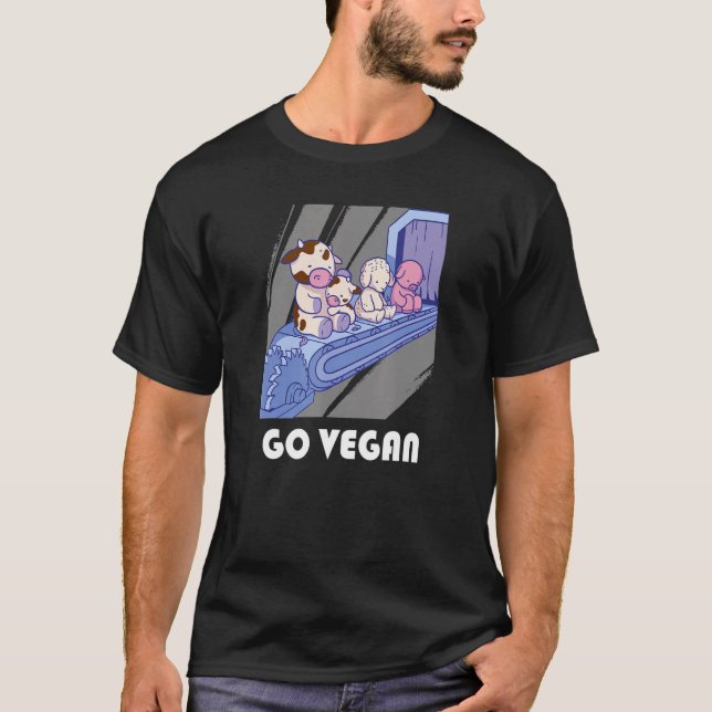 Lusnys Go Vegan Motif Vegan Food Animals är Frien T Shirt (Framsida)