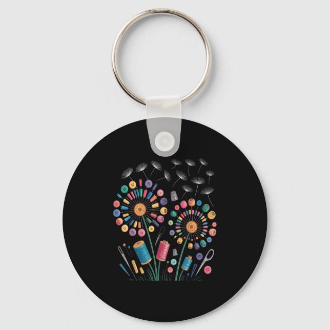 Lusnys Sewing Dandelion Flowers Thread Buttons Qui Nyckelring (Framsida)