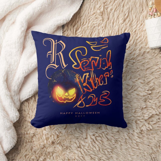 Lusnyserial Killer Typography Spooky Pumbkin Kudde (Filt)