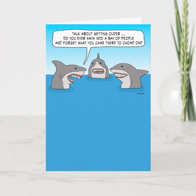 Lusnysfull Shark Birthday Kort (Framsida)
