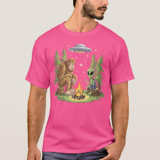 Lusnyt Bigfoot och Alien Campfire Ufo Sasquatch Bi T Shirt