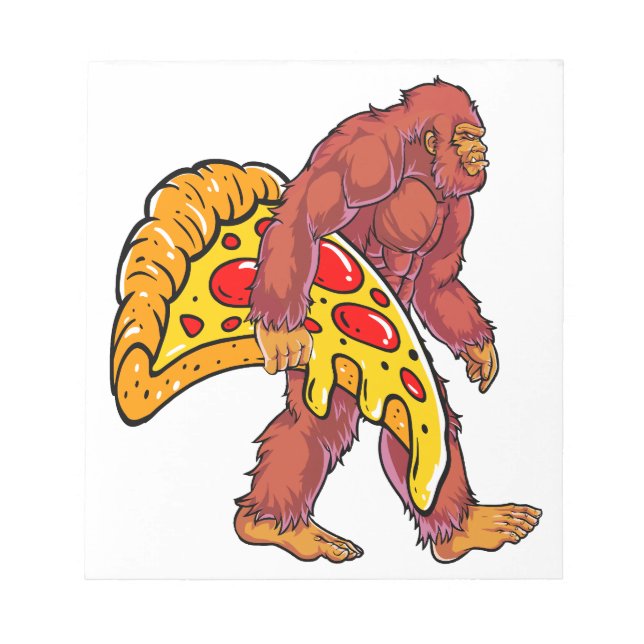 Lusnyt Bigfoot Walking med stort Pizza-segment Anteckningsblock (Framsida)