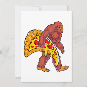 Lusnyt Bigfoot Walking med stort Pizza-segment Julkort