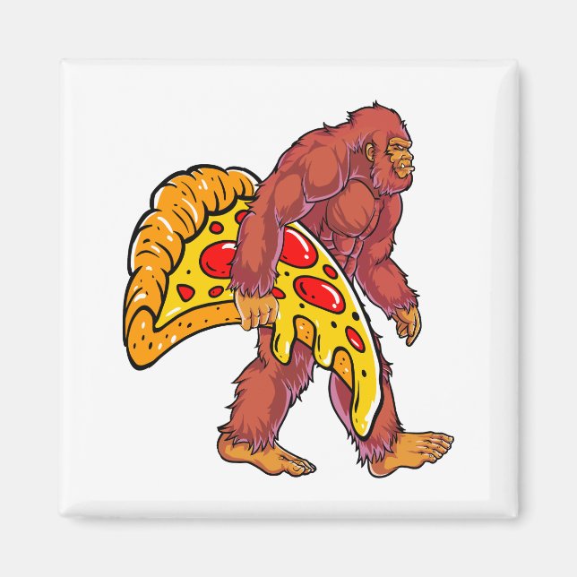 Lusnyt Bigfoot Walking med stort Pizza-segment Magnet (Framsidan)
