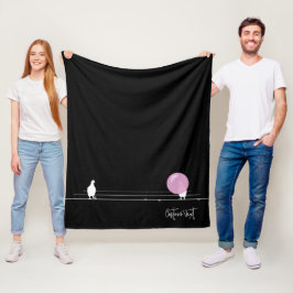 Lusnyt Bubblegum Birds på en svart tråd Fleecefilt