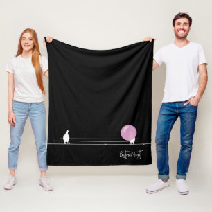 Lusnyt Bubblegum Birds på en svart tråd Fleecefilt