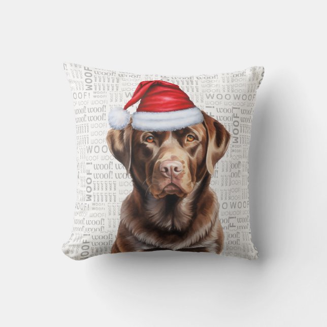 Lusnyt Chocolate Labrador Retriever Hund jul Kudde (Framsida)
