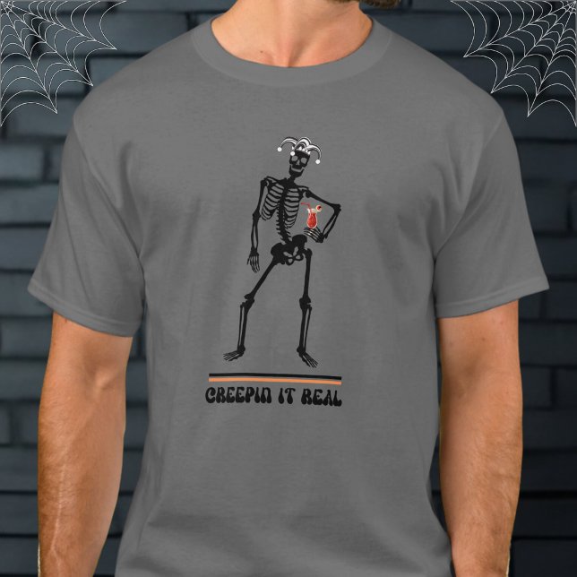 Lusnyt Creepin det riktiga Skeleton dricker Hallow T Shirt (Skapare uppladdad)