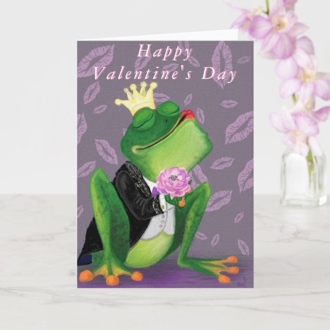 Lusnyt Frog Prince Valentine Day Card Kort (Orkide)