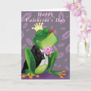 Lusnyt Frog Prince Valentine Day Card Kort