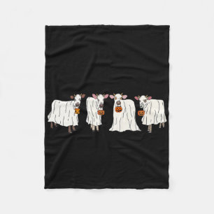 Lusnyt Ghost Cows Halloween Animals Cow Älskare Sp Fleecefilt