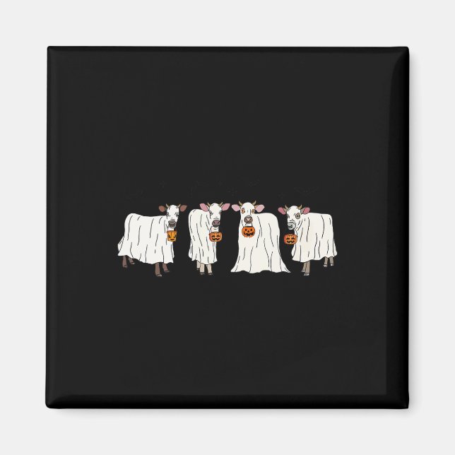 Lusnyt Ghost Cows Halloween Animals Cow Älskare Sp Magnet (Framsidan)