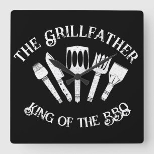 Lusnyt "Grillfather: Funny BBQ Gift Fyrkantig Klocka