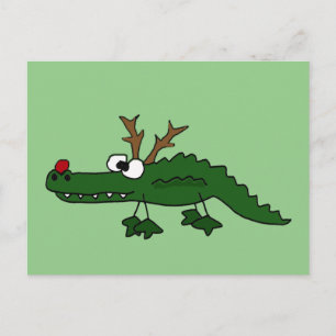 Lusnyt julAlligator som Reindeer Helg Vykort