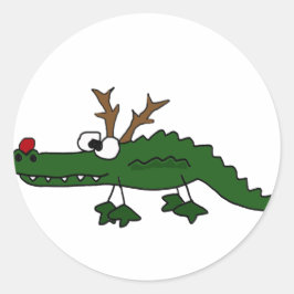 Lusnyt julAlligator som Reindeer Runt Klistermärke
