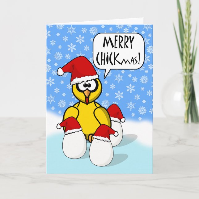 Lusnyt Merry Chickmas, julkyckling Helgkort (Framsida)