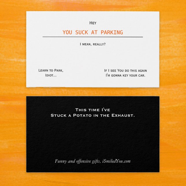 Lusnyt Rude Humor du suck på Parking Affärskort Visitkort (Funny Rude Humor You Suck At Parking Business Card)
