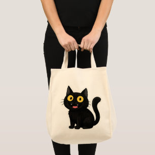 Lusnyt svart kattstreck med Gult Ögon Tygkasse