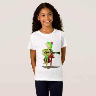 Lusnyt T-Shirt Gift med Frog Spela Guitar