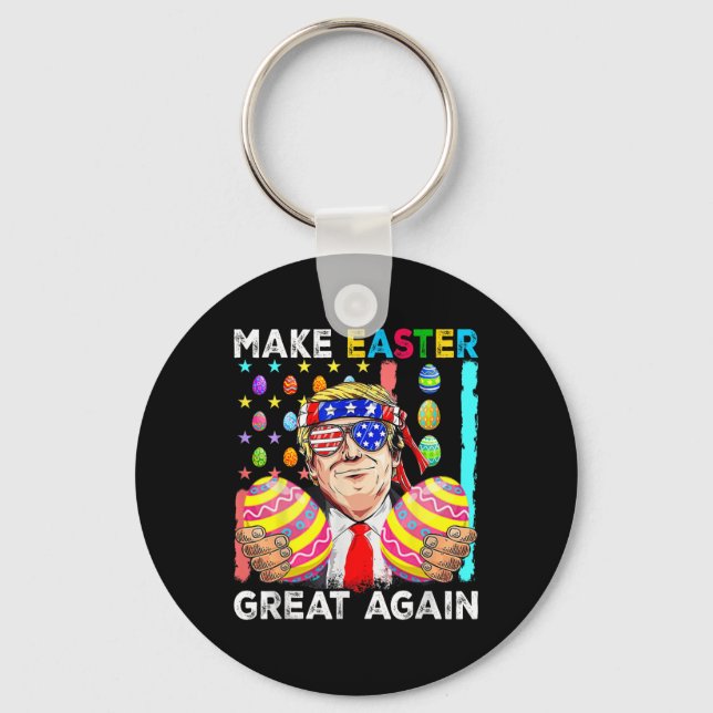 Lusnyt Trump Gör Påsk Underbar igen Bunny Hunt Egg Nyckelring (Framsida)