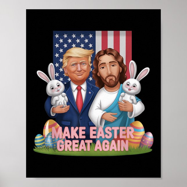 Lusnyt Trump Gör Påsk Underbar igen Bunny Hunt Egg Poster (Framsidan)