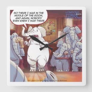 Lusnyt Vit lås för elefant-ruta Fyrkantig Klocka