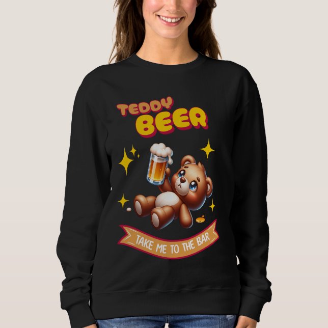 Lusnyteddy Beer Drinker Pub Drinking Alc Teddy be T Shirt (Framsida)