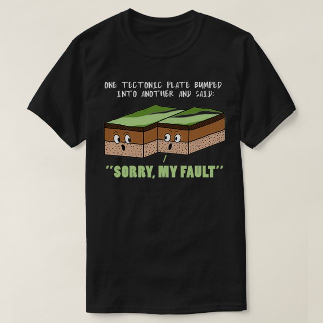 Lusnytequake beklagar mitt fel i geologi och veten t shirt (Design framsida)