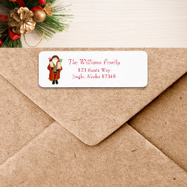 Lusnytomten som bringar på julafton returadress etikett