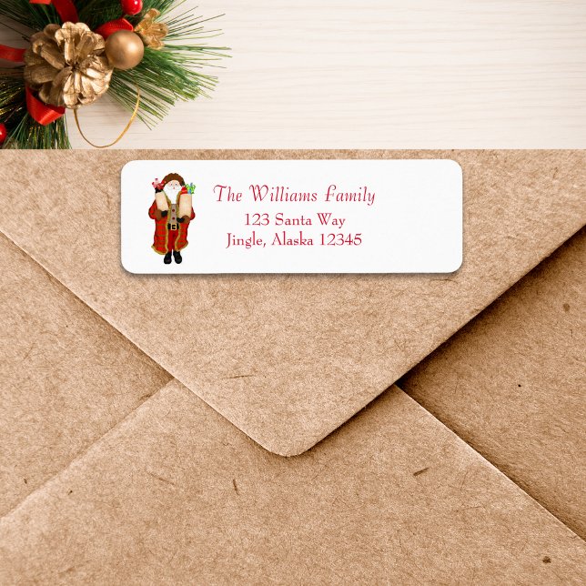 Lusnytomten som bringar på julafton returadress etikett (Skapare uppladdad)